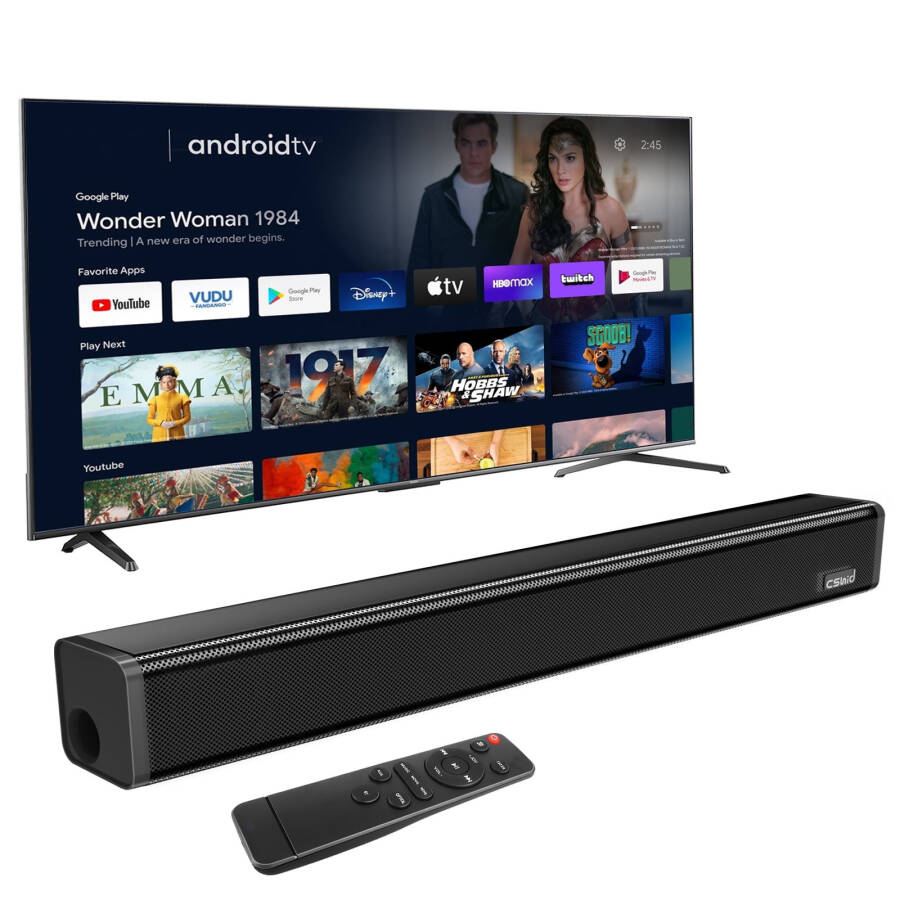 Televizor uchun Soundbar, 2.1CH Bluetooth TV Speaker Wireless & Wired 17 dyuymli Subwoofer, 50W Home Audio TV Speakers Sound Bar, Optik/AUX/DC ulanishi bilan devorga o'rnatilishi mumkin bo'lgan Soundbar - 1