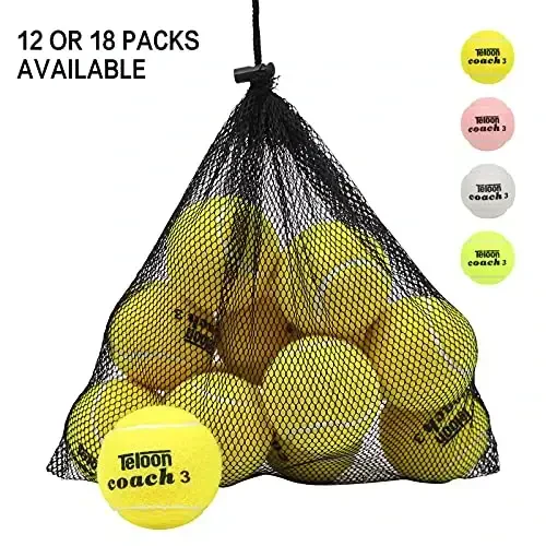Teloon Pressure Training Tennis Balls-12 or 18 Count-Mesh Carry Bag，4 Colors Available，Pressureless Training Exercise Tennis Balls for Beginners. - 2