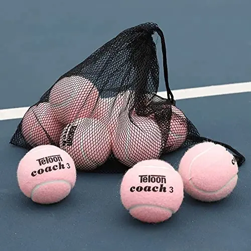 Teloon Pressure Training Tennis Balls-12 or 18 Count-Mesh Carry Bag，4 Colors Available，Pressureless Training Exercise Tennis Balls for Beginners. - 1