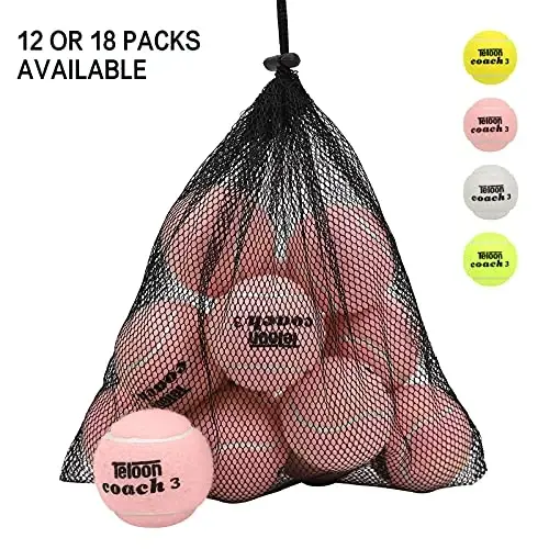 Teloon Pressure Training Tennis Balls-12 or 18 Count-Mesh Carry Bag，4 Colors Available，Pressureless Training Exercise Tennis Balls for Beginners. - 2