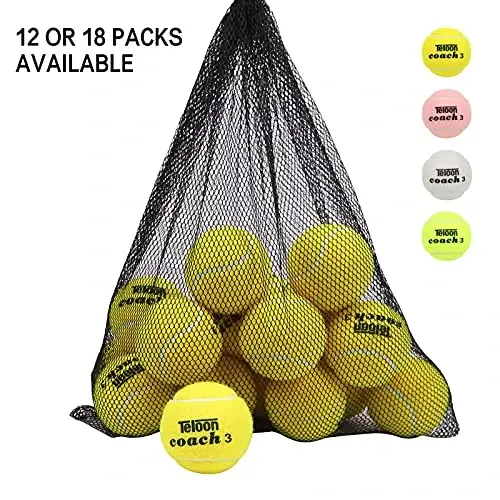 Teloon Pressure Training Tennis Balls-12 or 18 Count-Mesh Carry Bag，4 Colors Available，Pressureless Training Exercise Tennis Balls for Beginners. - TELOON (1)