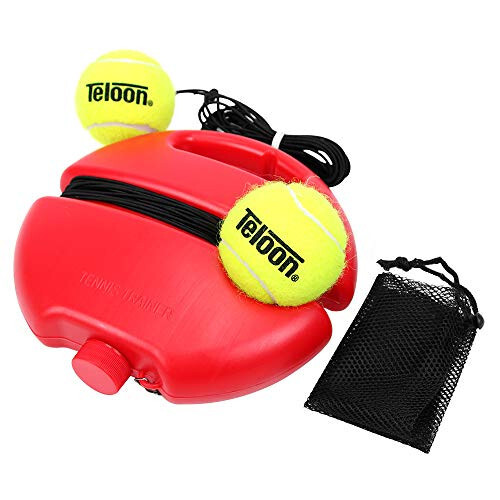 Teloon Solo Tennis Trainer Rebound Ball with String for Self Tennis Practice Training Tool for Adults or Kids Beginners with 2 String Balls Elastic and a Portable Mesh Bag - 1