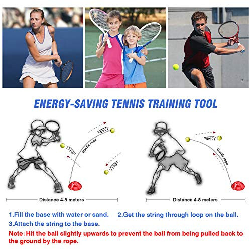 Teloon Solo Tennis Trainer Rebound Ball with String for Self Tennis Practice Training Tool for Adults or Kids Beginners with 2 String Balls Elastic and a Portable Mesh Bag - 5