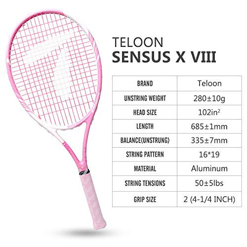 Teloon Tennis Rackets for Adults 2 pcs Recreational - 27 inch Tennis Racquet for Men and Women College Students Beginner Tennis Racket... - 6