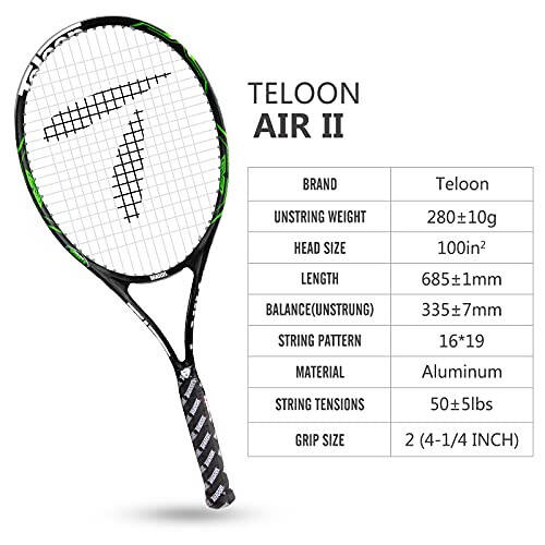 Teloon Yetişkinler İçin 2 Adet Rekreasyon Tenis Raketi - 27 inç Erkek ve Kadın Üniversite Öğrencileri Başlangıç Tenis Raketi - 6