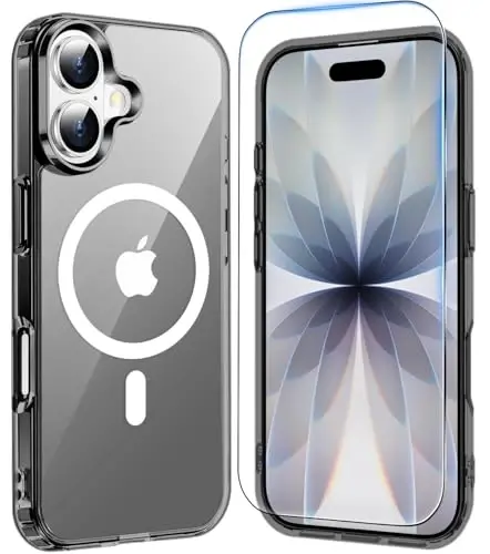 Teman, iPhone 17 Kılıf, Ekran Koruyuculu Şeffaf, Magsafe Uyumlu, Sararma Karşıtı, Askeri Sınıf Koruma, Darbeye Dayanıklı İnce Manyetik Telefon Kılıfı Kapağı, Siyah 