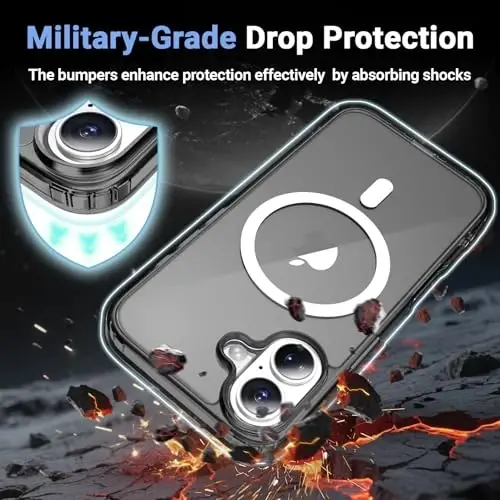Teman, iPhone 17 Kılıf, Ekran Koruyuculu Şeffaf, Magsafe Uyumlu, Sararma Karşıtı, Askeri Sınıf Koruma, Darbeye Dayanıklı İnce Manyetik Telefon Kılıfı Kapağı, Siyah - 4