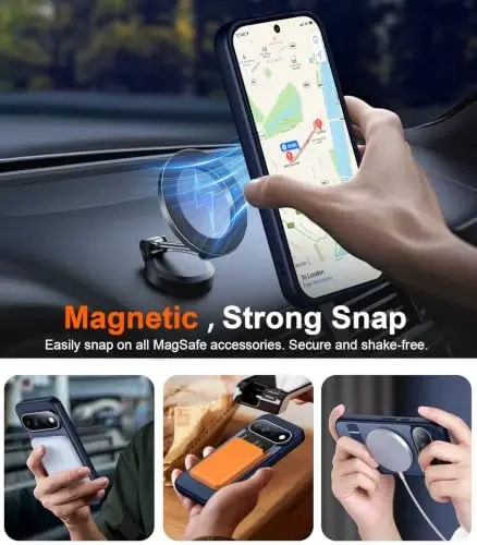 Temdan 11 Pro 2026 G'ilofi uchun Mo'ljallangan, [O'rnatilgan Ko'rinmas Tayanch][MagSafe bilan Mos][Harbiy Darajadagi Zarbga Chidamli] Yupqa Shaffof Mat Telefon G'ilofi-Ko'k - 5