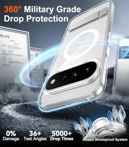 Temdan 11 Pro 2026 Kılıfı için Tasarlanmıştır, [Yerleşik Görünmez Stand][MagSafe ile Uyumlu][Askeri Sınıf Darbeye Dayanıklı] İnce Yarı Saydam Mat Telefon Kılıfı-Şeffaf - 3