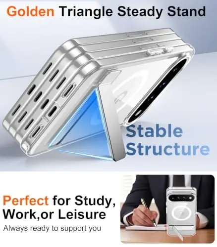 Temdan 11 Pro 2026 Kılıfı için Tasarlanmıştır, [Yerleşik Görünmez Stand][MagSafe ile Uyumlu][Askeri Sınıf Darbeye Dayanıklı] İnce Yarı Saydam Mat Telefon Kılıfı-Şeffaf - 4