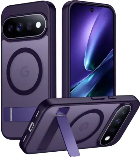 Temdan 11 Pro Kılıf 2026 için Tasarlandı, [Dahili Görünmez Stand][MagSafe ile Uyumlu][Askeri Sınıf Darbeye Dayanıklı] İnce Yarı Saydam Mat Telefon Kılıfı-Mor - 1