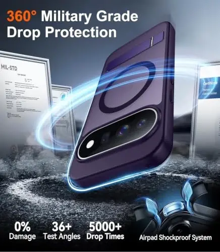 Temdan 11 Pro Kılıf 2026 için Tasarlandı, [Dahili Görünmez Stand][MagSafe ile Uyumlu][Askeri Sınıf Darbeye Dayanıklı] İnce Yarı Saydam Mat Telefon Kılıfı-Mor - 3