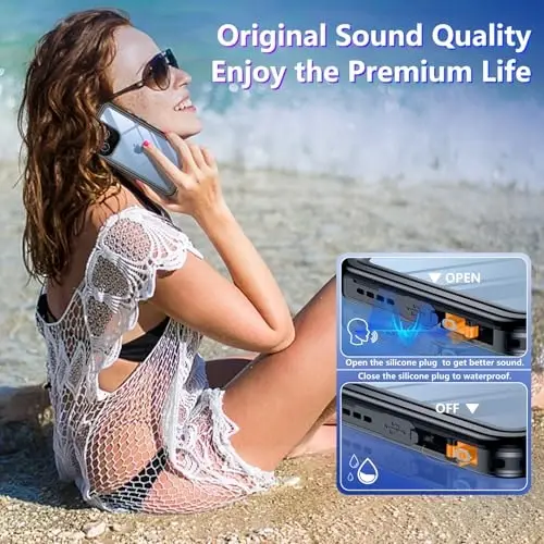 Temdan Compatible with iPhone 13 Pro Max Case Waterproof Built-in Screen & Camera Protector IP68 Underwater Full Body Military Dropproof Shockproof Phone Case 6.1