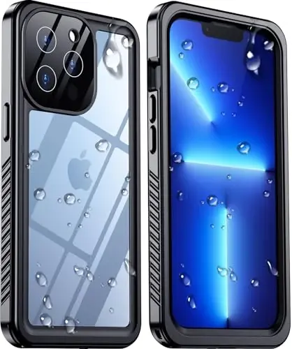Temdan Compatible with iPhone 13 Pro Max Case Waterproof Built-in Screen & Camera Protector IP68 Underwater Full Body Military Dropproof Shockproof Phone Case 6.1