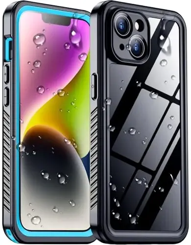 Temdan Compatible with iPhone 14 Case Waterproof, Built-in Screen & Camera Protector IP68 Underwater Full Body 14FT Military Dropproof Shockproof Phone Case 6.1