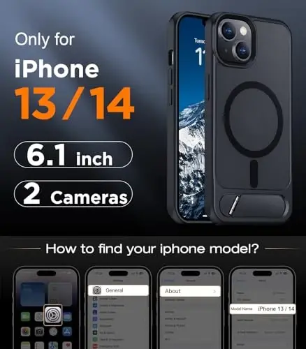 Temdan Compatible with iPhone 14 Case/iPhone 13 Case Magnetic,[Built-in Invisible Kickstand][Compatible with MagSafe][Military Grade Shockproof] Slim Translucent Matte Phone Case for iPhone 14/13 6.1