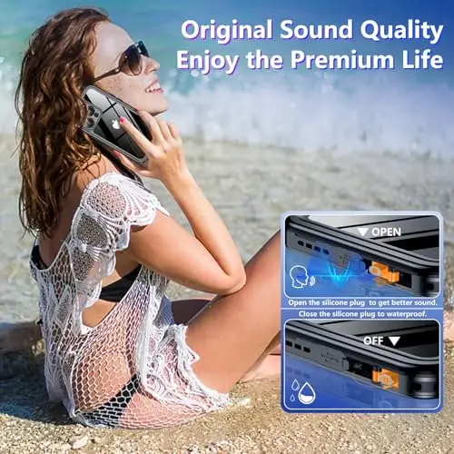 Temdan Compatible with iPhone 14 Pro Max Case Waterproof, Built-in Screen & Camera Protector IP68 Underwater Full Body 14FT Military Dropproof Shockproof Phone Case 6.7