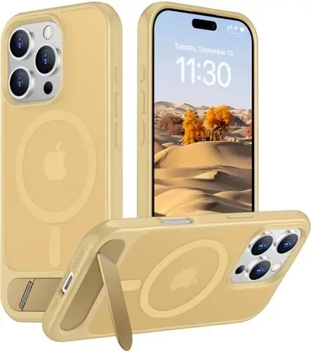 Temdan Compatible with iPhone 16 Pro Case Screen Magnifier -Light Brown 