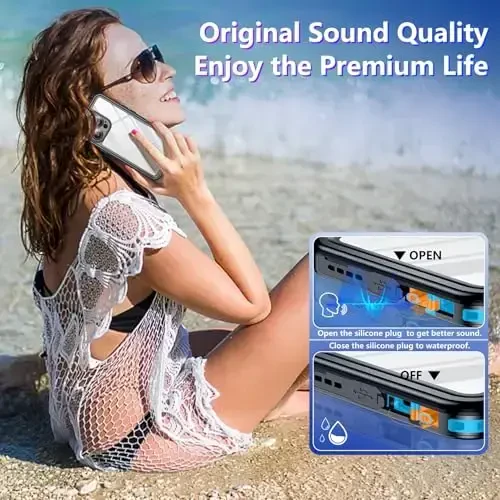 Temdan Compatible with iPhone 16 Pro Case Waterproof, Built-in Screen & Camera Protector IP68 Underwater Full Body 16FT Military Dropproof Shockproof Phone Case 6.3