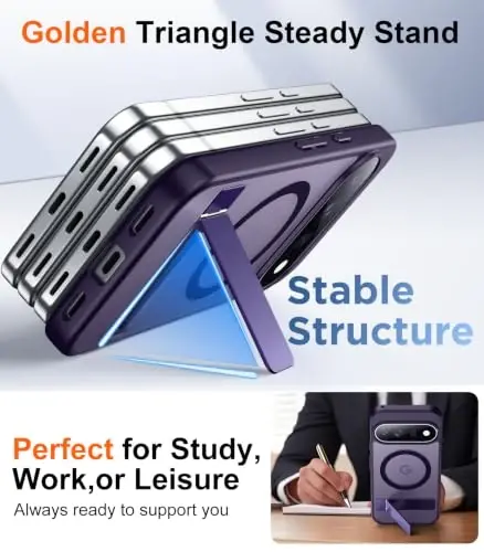 Temdan Designed for 11 Pro XL Case 2026, [Built-in Invisible Kickstand][Compatible with MagSafe][Military Grade Shockproof] Slim Translucent Matte Phone Case-Purple - 4