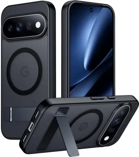 Temdan Designed for Google 11 Pro Case 2026, [Built-in Invisible Kickstand][Compatible with MagSafe][Military Grade Shockproof] Slim Translucent Matte Phone Case-Black - 1