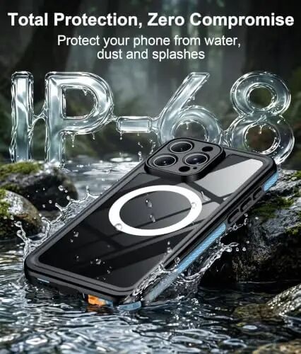 Temdan Designed for iPhone 15 Pro Case Waterproof, Blue/Clear | Built-in Screen & Camera Protector, Compatible with MagSafe, IP68 Waterproof, Shockproof, Dustproof, Full Body Protective - Temdan (1)