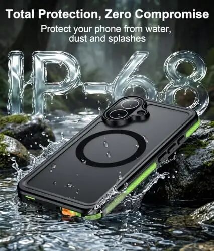 Temdan Designed for iPhone 16 Case Waterproof, Green | Built-in Screen & Camera Protector, Compatible with MagSafe, IP68 Waterproof, Shockproof, Dustproof, Full Body Protective - 2