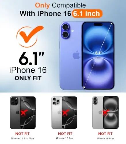 Temdan Designed for iPhone 16 Case Waterproof,Built-in Screen & Camera Protector Full Body Shockproof IP68 Underwater Dustproof Dropproof Phone Case for iPhone 16 6.1