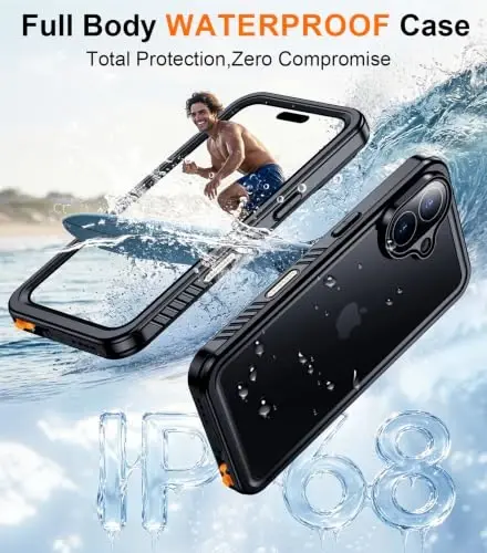 Temdan Designed for iPhone 16 Case Waterproof,Built-in Screen & Camera Protector Full Body Shockproof IP68 Underwater Dustproof Dropproof Phone Case for iPhone 16 6.1