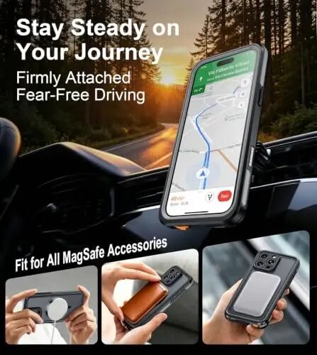 Temdan Designed for iPhone 16 Pro Case Waterproof, Black | Built-in Screen & Camera Protector, Compatible with MagSafe, IP68 Waterproof, Shockproof, Dustproof, Full Body Protective - 5