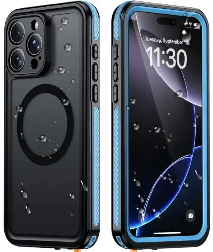 Temdan Designed for iPhone 16 Pro Max Case Waterproof, Blue | Built-in Screen & Camera Protector, Compatible with MagSafe, IP68 Waterproof, Shockproof, Dustproof, Full Body Protective - 1