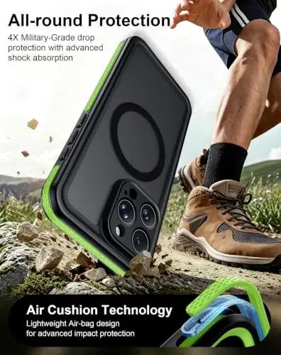 Temdan Designed for iPhone 16 Pro Max Case Waterproof, Green | Built-in Screen & Camera Protector, Compatible with MagSafe, IP68 Waterproof, Shockproof, Dustproof, Full Body Protective - 4