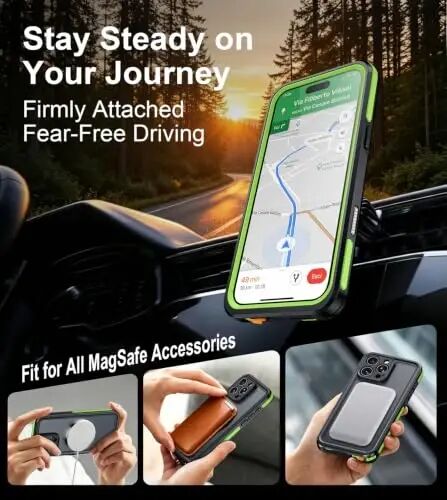 Temdan Designed for iPhone 16 Pro Max Case Waterproof, Green | Built-in Screen & Camera Protector, Compatible with MagSafe, IP68 Waterproof, Shockproof, Dustproof, Full Body Protective - 5