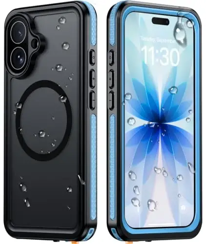 Temdan Designed for iPhone 17 Case Waterproof, Blue | Built-in Screen & Camera Protector, Compatible with MagSafe, IP68 Waterproof, Shockproof, Dustproof, Full Body Protective - 1