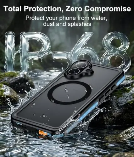 Temdan Designed for iPhone 17 Case Waterproof, Blue | Built-in Screen & Camera Protector, Compatible with MagSafe, IP68 Waterproof, Shockproof, Dustproof, Full Body Protective - 3