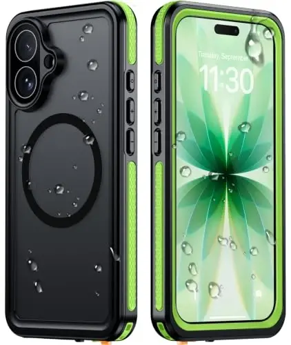 Temdan Designed for iPhone 17 Case Waterproof, Green | Built-in Screen & Camera Protector, Compatible with MagSafe, IP68 Waterproof, Shockproof, Dustproof, Full Body Protective - 1