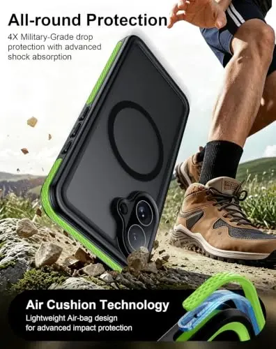 Temdan Designed for iPhone 17 Case Waterproof, Green | Built-in Screen & Camera Protector, Compatible with MagSafe, IP68 Waterproof, Shockproof, Dustproof, Full Body Protective - 4