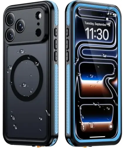 Temdan Designed for iPhone 17 Pro Case Waterproof, Blue | Built-in Screen & Camera Protector, Compatible with MagSafe, IP68 Waterproof, Shockproof, Dustproof, Full Body Protective - 1