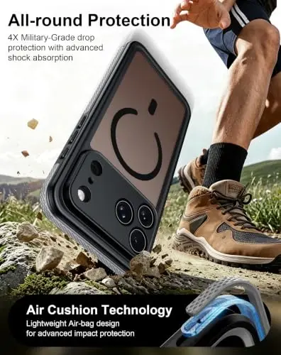 Temdan Designed for iPhone 17 Pro Max Case Waterproof, Black | Built-in Screen & Camera Protector, Compatible with MagSafe, IP68 Waterproof, Shockproof, Dustproof, Full Body Protective - 3
