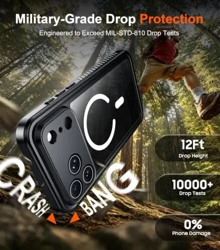 Temdan Designed for iPhone 18 Pro Case Waterproof-Black/Clear | IP68 Waterproof, Built-in Screen Protector, Dust-proof, 12FT Military-Grade Drop Protection, Rugged Full Body Protective - 5