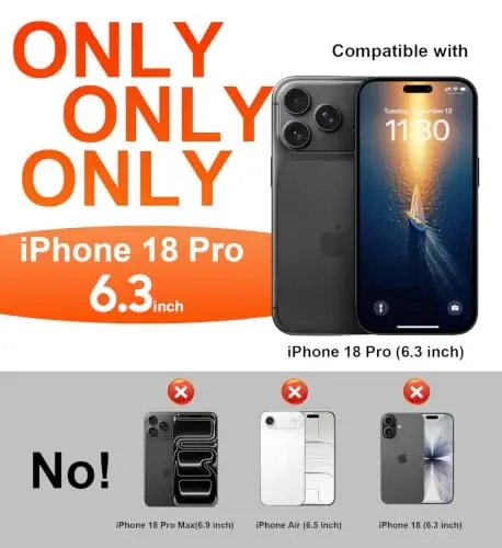 Temdan Designed for iPhone 18 Pro Case Waterproof-Black/Clear | IP68 Waterproof, Built-in Screen Protector, Dust-proof, 12FT Military-Grade Drop Protection, Rugged Full Body Protective - 2