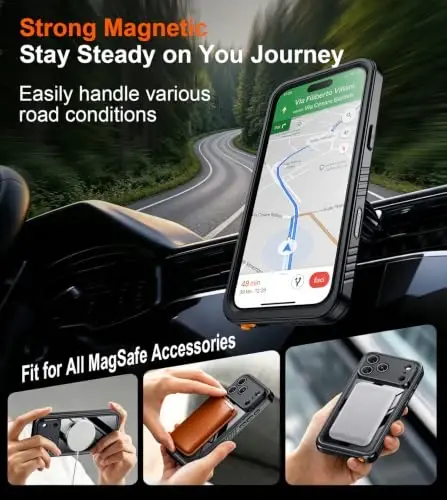 Temdan Designed for iPhone 18 Pro Case Waterproof-Black/Clear | IP68 Waterproof, Built-in Screen Protector, Dust-proof, 12FT Military-Grade Drop Protection, Rugged Full Body Protective - 6