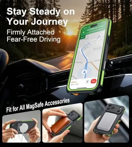 Temdan Designed for iPhone 18 Pro Case Waterproof, Green | Translucent Matte Back Cover, Compatible with MagSafe, IP68 Waterproof, Shockproof, Dustproof, Full Body Protective - 6