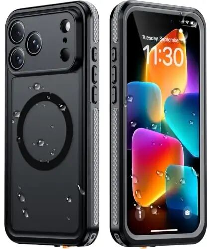Temdan Designed for iPhone 18 Pro Max Case Waterproof, Black | Translucent Matte Back Cover, IP68 Waterproof, Compatible with MagSafe, Shockproof, Dustproof, Full Body Protective - Temdan