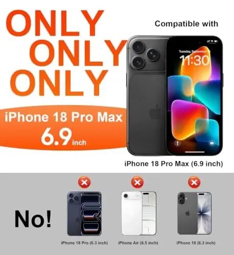 Temdan Designed for iPhone 18 Pro Max Case Waterproof, Black | Translucent Matte Back Cover, IP68 Waterproof, Compatible with MagSafe, Shockproof, Dustproof, Full Body Protective - 2