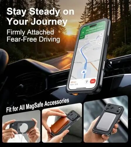 Temdan Designed for iPhone 18 Pro Max Case Waterproof, Black | Translucent Matte Back Cover, IP68 Waterproof, Compatible with MagSafe, Shockproof, Dustproof, Full Body Protective - 6