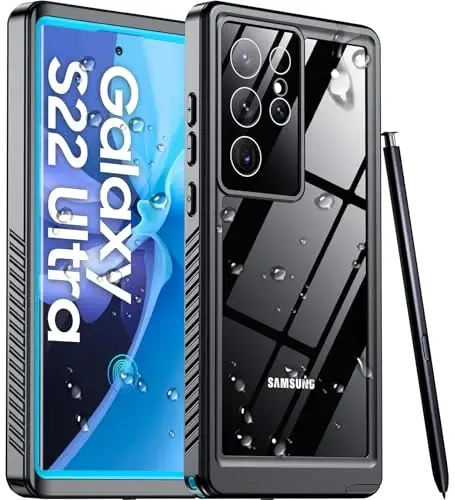Temdan Designed for Samsung Galaxy S22 Ultra Case,Waterproof Built-in Lens & Screen Protector [Full Body Shockproof][Military Drop Proof][IP68 Underwater] Phone Case for S22 Ultra 5G-Blue (2022) - 1