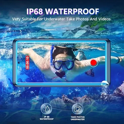 Temdan Designed for Samsung Galaxy S22 Ultra Case,Waterproof Built-in Lens & Screen Protector [Full Body Shockproof][Military Drop Proof][IP68 Underwater] Phone Case for S22 Ultra 5G-Blue (2022) - 3