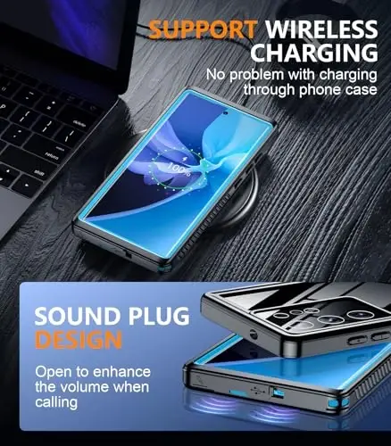 Temdan Designed for Samsung Galaxy S22 Ultra Case,Waterproof Built-in Lens & Screen Protector [Full Body Shockproof][Military Drop Proof][IP68 Underwater] Phone Case for S22 Ultra 5G-Blue (2022) - 6