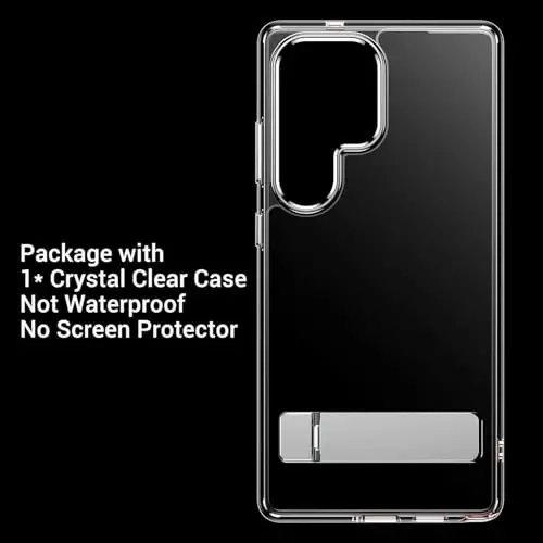Temdan Designed for Samsung Galaxy S24 Ultra Case,[Built in Hidden Kickstand][Military Grade Drop Protection] [Never Yellowing] Slim Thin Phone Case for S24 Ultra Case - Crystal Clear - TEMDAN (1)